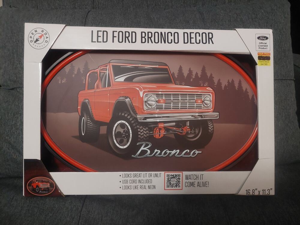 Ford Bronco LED Neon Lighted Sign 17" Oval Shape Red Multi Wall Decor & USB Plug